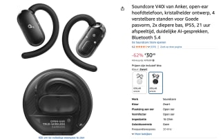 Soundcore V40i van Anker, open-ear hoofdtelefoon voor €30,49 bij Amazon