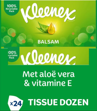 6x Kleenex 4 x 64 stuks Tissues Balsam 3-laags = 1536 zakdoekjes voor €17,69 bij Bol