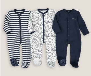 Lot de 3 pyjamas 1 pièce en coton à 13,19€