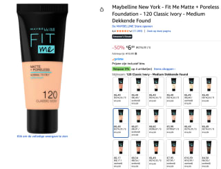 Maybelline New York - Fit Me Matte + Poreless Foundation voor €6,49 bij Amazon