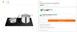 Parrilla de Induccion Magnetica Royal por $1,199 | Home Depot