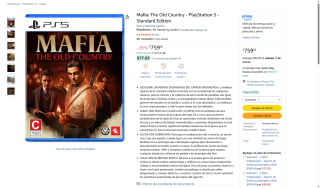 Mafia: The Old Country PS5 Standard Edition por $759 | Amazon