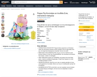 Peppa Pig Knorretjes en knuffels Evie interactieve babypop voor €15,97 bij Amazon