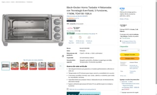 Black+Decker TO4130-1SDLA 4 Rebanadas por $539 | Amazon