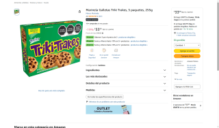 Galletas Triki Trakes 255g x 5 por $22 | Oferta Amazon