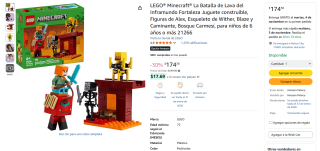LEGO Minecraft La Batalla de Lava del Inframundo por $174 | Amazon