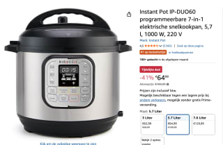Instant Pot IP-DUO60 voor €64,99 bij Amazon