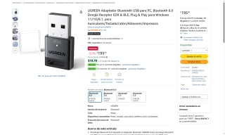 Adaptador Bluetooth 6.0 por $195 | Oferta Amazon