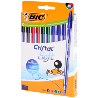 BIC Cristal Soft Balpen Softline Inkt Medium Punt 10 stuks voor €1,68 bij de Action