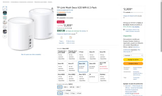 TP-Link Deco X20 Mesh Wi-Fi 6 2-Pack por $2,203 | Amazon
