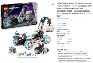 LEGO® Technic Lunar Outpost™ Maanrover Ruimtevoertuig voor €60,99 bij Amazon