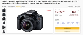 Cámara Canon EOS Rebel T100 18MP por $6,799 | PCEL