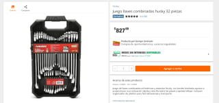 Juego llaves combinadas Husky 32 piezas por $827 en The Home Depot México