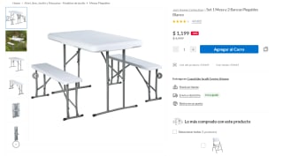 Set 1 Mesa y 2 Bancas Plegables Blanco por $1,079 | Sodimac