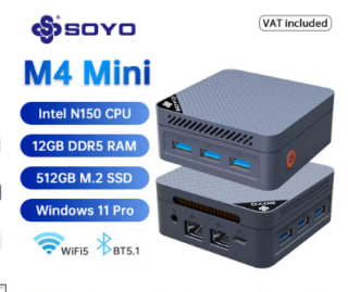 SOYO Mini PC M4 Mini Intel Twin Lake N150 Windows 11 Pro 12GB DDR5 512GB por 103,75€