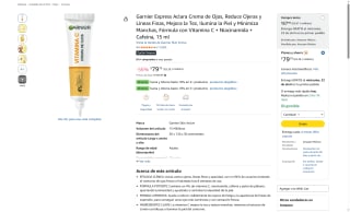 Garnier Express Aclara Crema de Ojos 15ml por $79 | Oferta Amazon