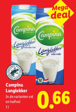 Campina langlekker voor €0,66 bij de Lidl