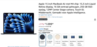 APPLE 15inch MacBook Air M4-chip 10-core CPU en 10-core GPU 16GB 256GB SSD voor 1.009