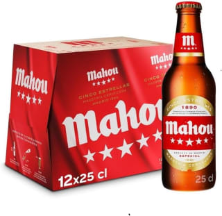 Cerveza Mahou 5 Estrellas, Pack de 12 Botellas x 25 cl por 4.74€