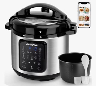 Olla Presión Eléctrica Aigostar 6L 1000W, Robot Cocina 18 en 1 por 53.36€