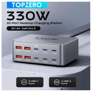 Cargador USB C GaN 330W multipuerto por 21.55€