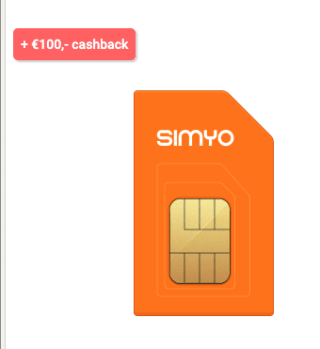 Simyo 400 min/sms + 15 GB - 5G - Sim Only - 2 jaar voor €4,33 pm ( dmv cashback)