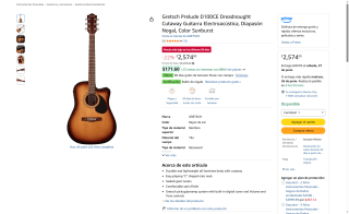 Guitarra Gretsch Prelude D100CE por $2,574 | Amazon