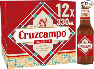 Cruzcampo Spanish Lager, Premium Andalusian Beer, 4.4% ABV, 12 x 330ml, Authentic Cri