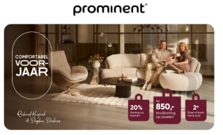 €850 inruilkorting op stoelen, 20% korting op banken of 2e 50% korting bij Prominent