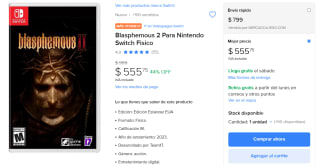 Blasphemous 2 para NSW por $556 | Descuento Mercado Libre