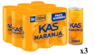3 Packs de 9 Latas de 33cl de Kas naranja por 12.36€