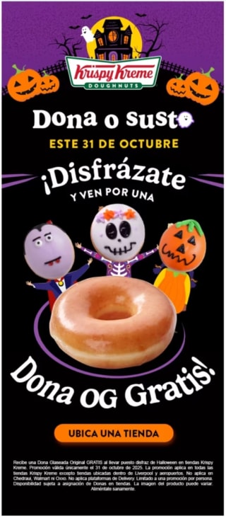 Dona Glaseada Original Gratis al disfrazarte de Halloween | Krispy Kreme