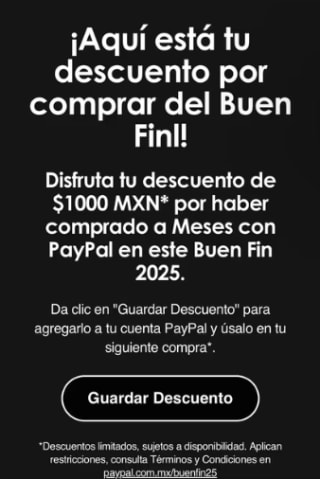 Cupón PayPal: $1,000 de descuento | Buen Fin
