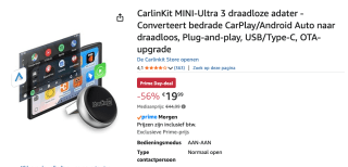 Carlinkit Mini Ultra 3 Wireless CarPlay Adapter voor €19,99 bij Amazon