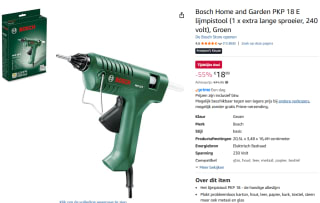 Bosch PKP 18 E Lijmpistool - 200 W voor €18,99 bij Amazon
