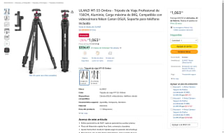 ULANZI MT-55 Ombra Trípode Aluminio 158cm por $1,063 | Amazon