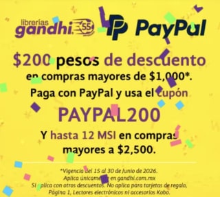 Cupón Librerías Gandhi: $200 de Descuento | PayPal