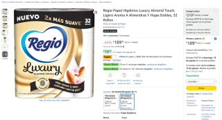 Regio Papel Higiénico Luxury Almond Touch 32 rollos por $156 en Amazon