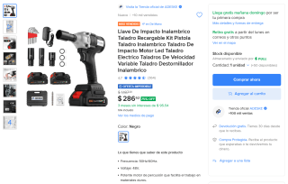 Llave de Impacto Inalámbrica Recargable (Kit) por $287 en Mercado Libre