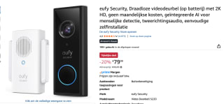 Eufy Security,Draadloze videodeurbel (op batterij) voor €79,99 bij Amazon