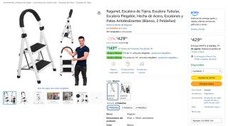 Escalera de Tijera de 4 Peldaños por $429 en Amazon México