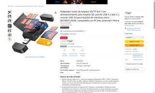 Adaptador 6 en 1 SD USB-C por $157 | Amazon