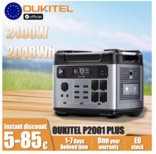 Oukitel P2001E PLUS draagbare powerstation 2400W voor €469,77 dmv code bij Aliexpres
