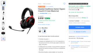 Headset HyperX Cloud III 50mm por $737 | Oferta Mercado Libre