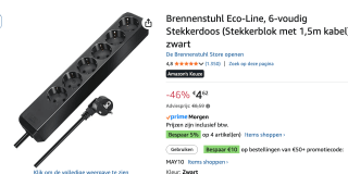 Brennenstuhl Eco-Line 6-voudig voor €4,62 bij Amazon