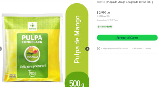 Pulpa de Mango Congelada Tottus 500g por $ 2.990