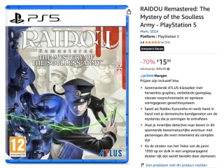 Raidou Remastered: The Mystery of the Soulless Army voor €15 bij Amazon