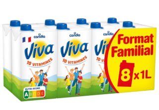 Packs de 8 bouteilles d’1L de lait vitaminé Viva de Candia à 9,15€