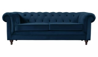 Habitat Chesterfield Velvet 3 Seater Sofa - Blue / Charcoal - W/Code