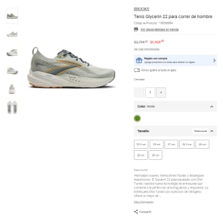 Tenis Brooks Glycerin 22 por $1,959 | Liverpool